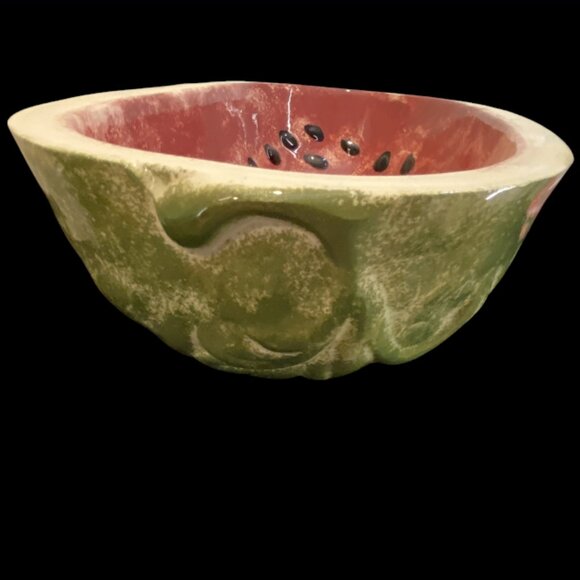 VINTAGE SERVING BOWL -- Watermelon, Deep, Long, Heavy, Food Safe, Never Used - Picture 6 of 9